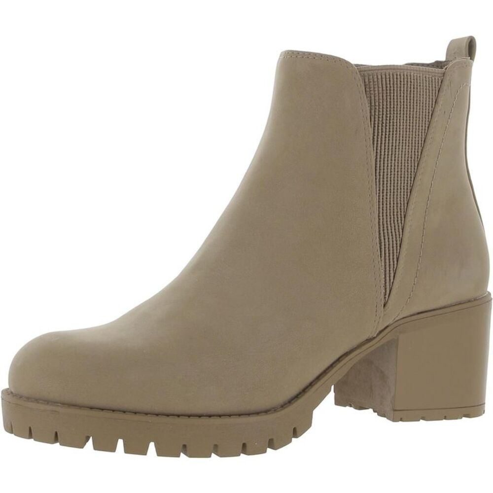 Mia Womens Jody Tan Faux Suede Lug Sole Ankle Chelsea Boots Heels NWT